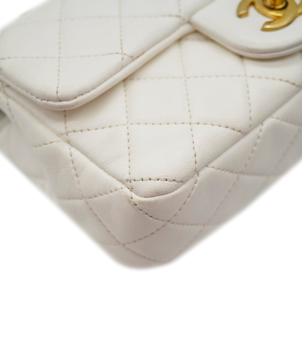 Chanel Mini Rectangle Flap White Lambskin Pearl Crush Matte GHW #31 DXBA0100