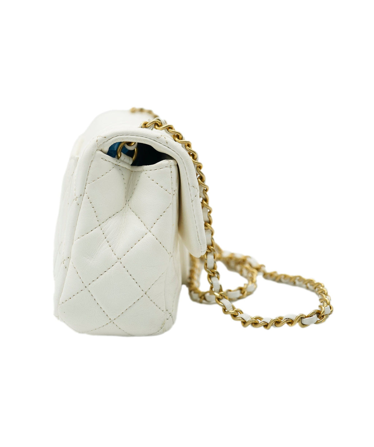 Chanel Mini Rectangle Flap White Lambskin Pearl Crush Matte GHW #31 DXBA0100