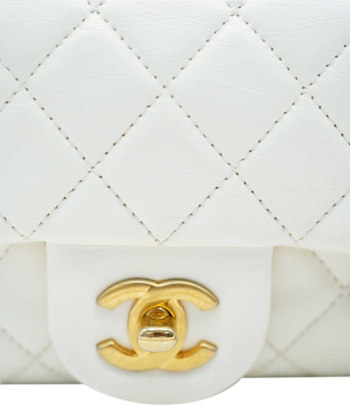 Chanel Mini Rectangle Flap White Lambskin Pearl Crush Matte GHW #31 DXBA0100