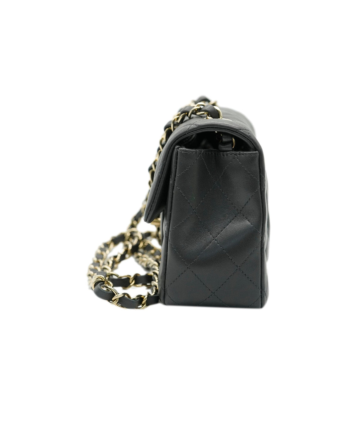 Chanel mini rectangle in dark grey champagne gold hardware AGL2555