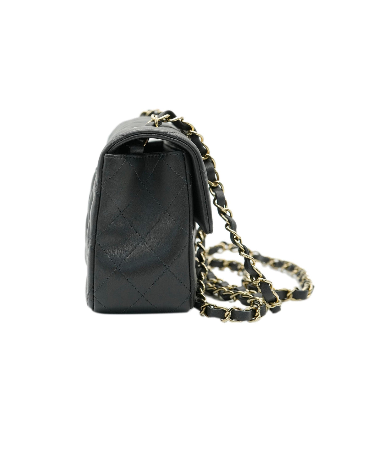 Chanel mini rectangle in dark grey champagne gold hardware AGL2555