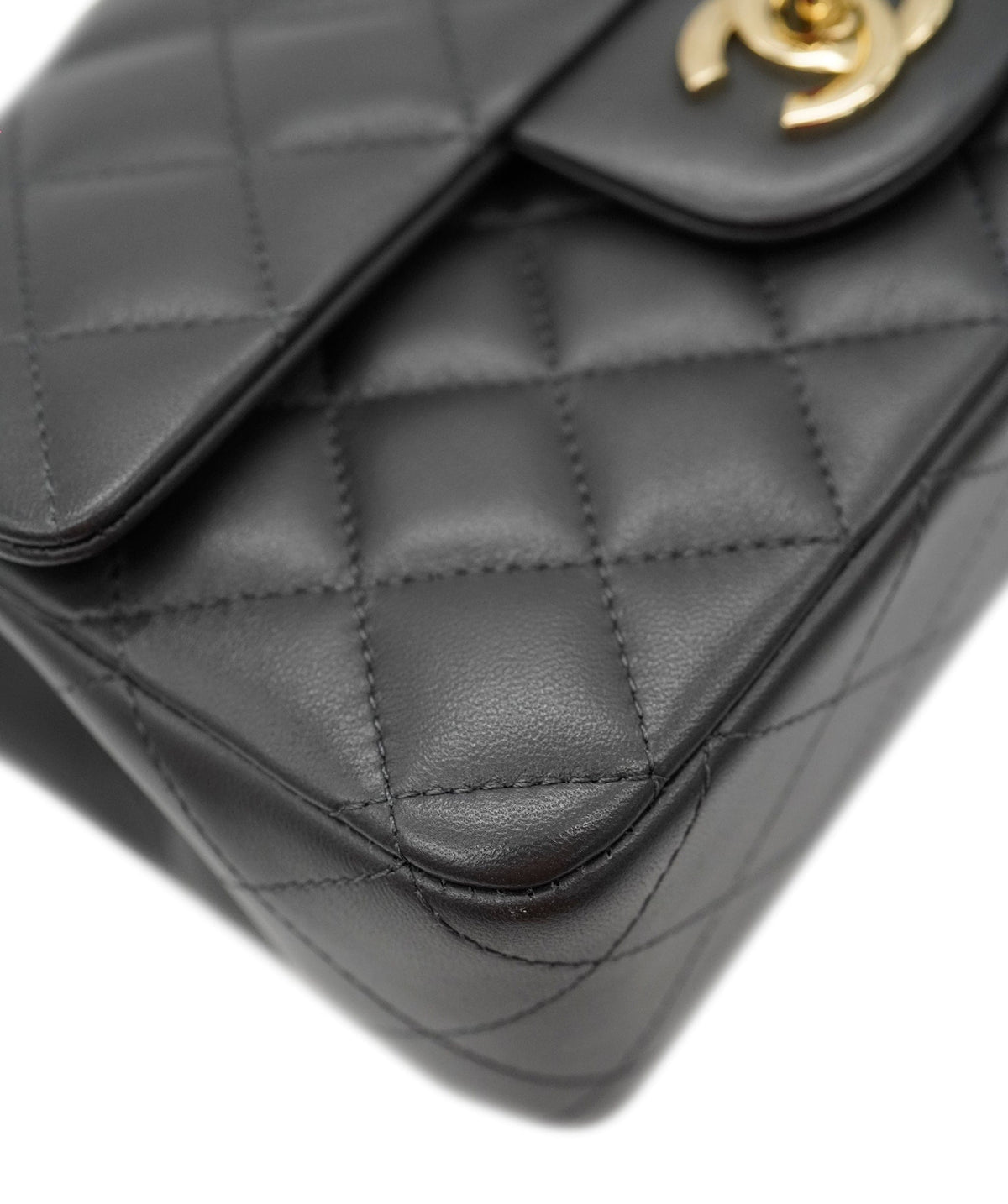 Chanel mini rectangle in dark grey champagne gold hardware AGL2555
