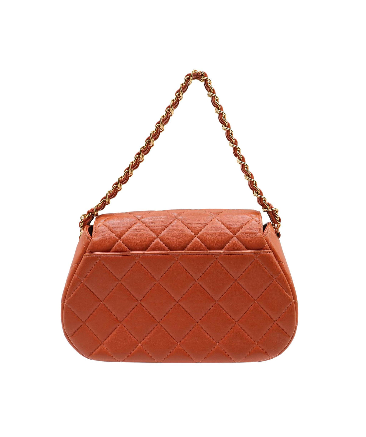 Chanel Orange Lambskin Rounded CC Double Chain Top Handle Bag GHW 48277 DXBK0353