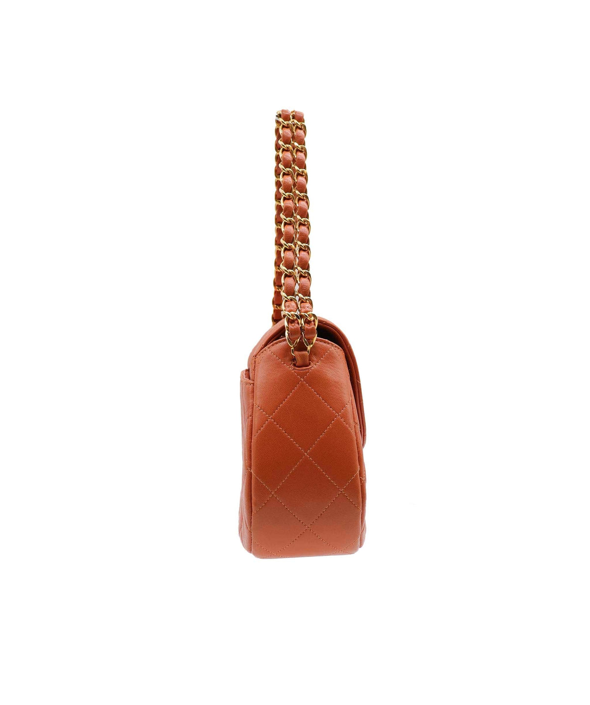 Chanel Orange Lambskin Rounded CC Double Chain Top Handle Bag GHW 48277 DXBK0353