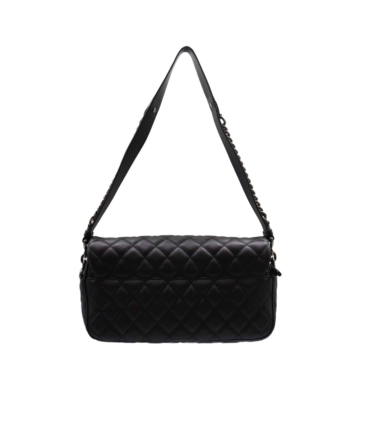 CHANEL QUILTED LEATHER LARGE BLACK CAVIAR CASUAL ROCK FLAP BAG RJC4442