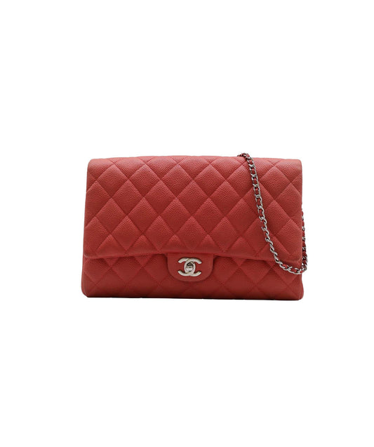 Chanel Shoulder Clutch Red Caviar SHW #18  SKC1912
