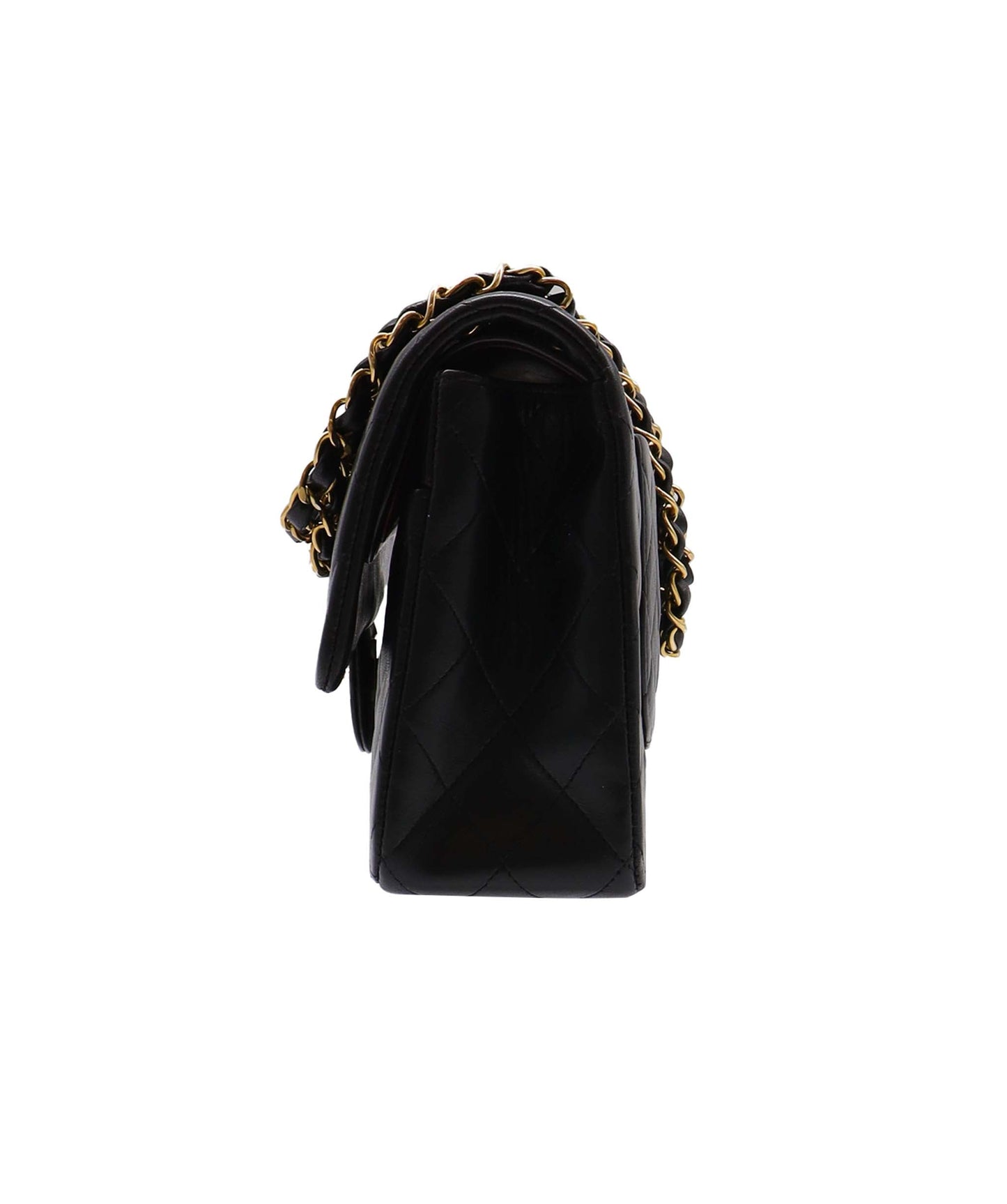 CHANEL VINTAGE CLASSIC FLAP MEDIUM CHAIN SHOULDER BAG BLACK LAMB SKIN 90258890 DXBS2878