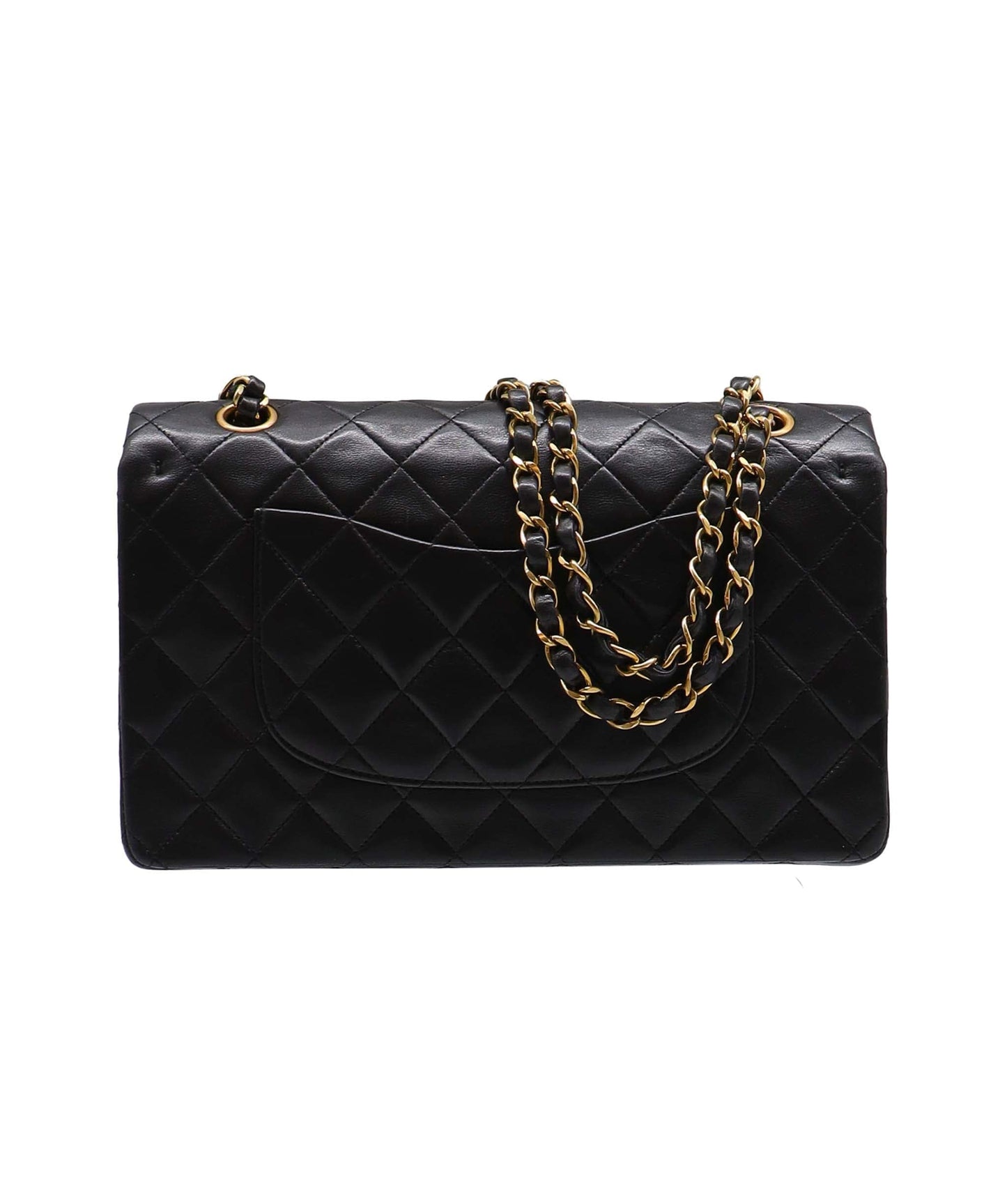 CHANEL VINTAGE CLASSIC FLAP MEDIUM CHAIN SHOULDER BAG BLACK LAMB SKIN 90258890 DXBS2878
