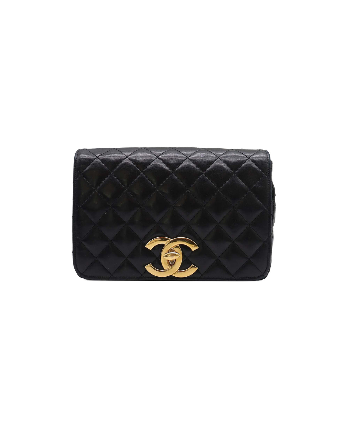 Chanel Vintage Full Flap XL CC Turnlock Black Lambskin GHW #0 DXBA0104