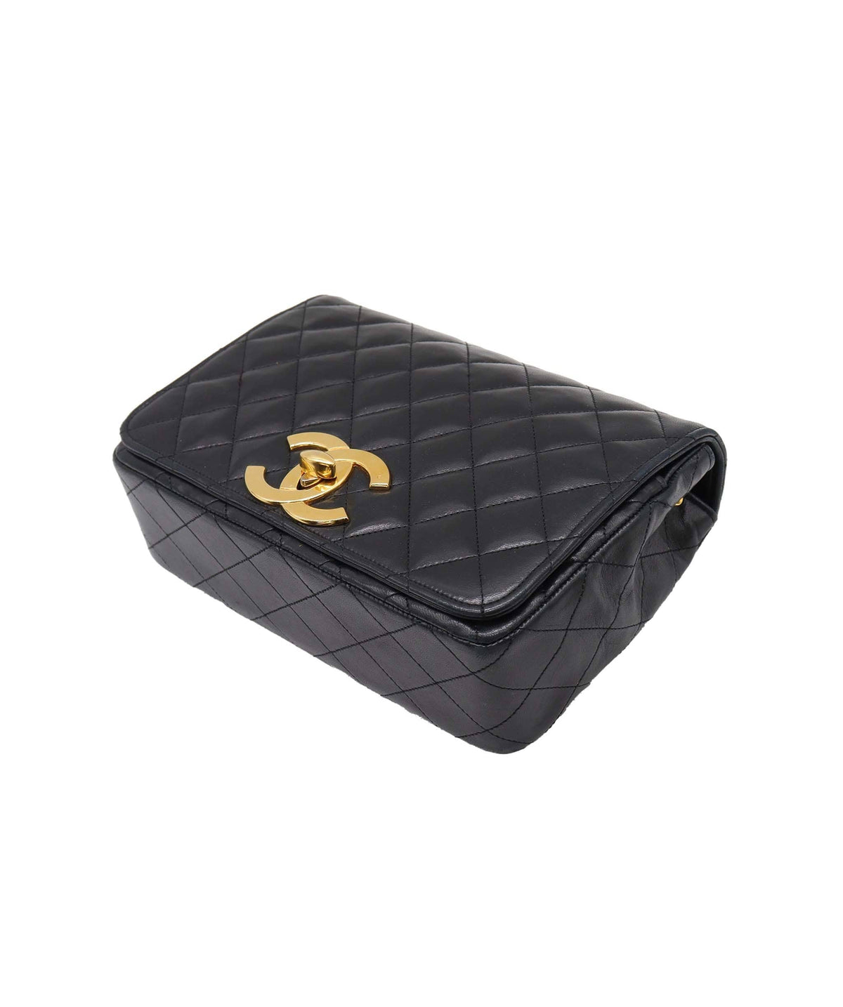 Chanel Vintage Full Flap XL CC Turnlock Black Lambskin GHW #0 DXBA0104