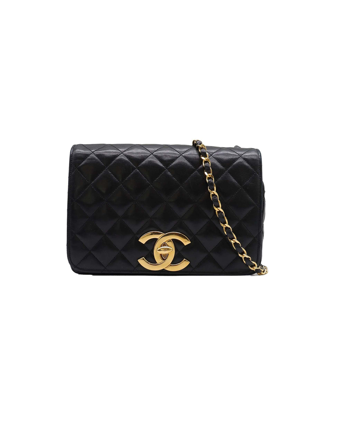Chanel Vintage Full Flap XL CC Turnlock Black Lambskin GHW #0 DXBA0104