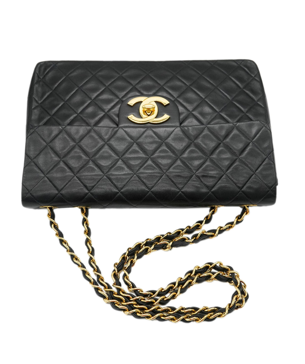 Chanel Vintage Mademoiselle XL CC Flap Black Lambskin GHW #03 DXBA0098