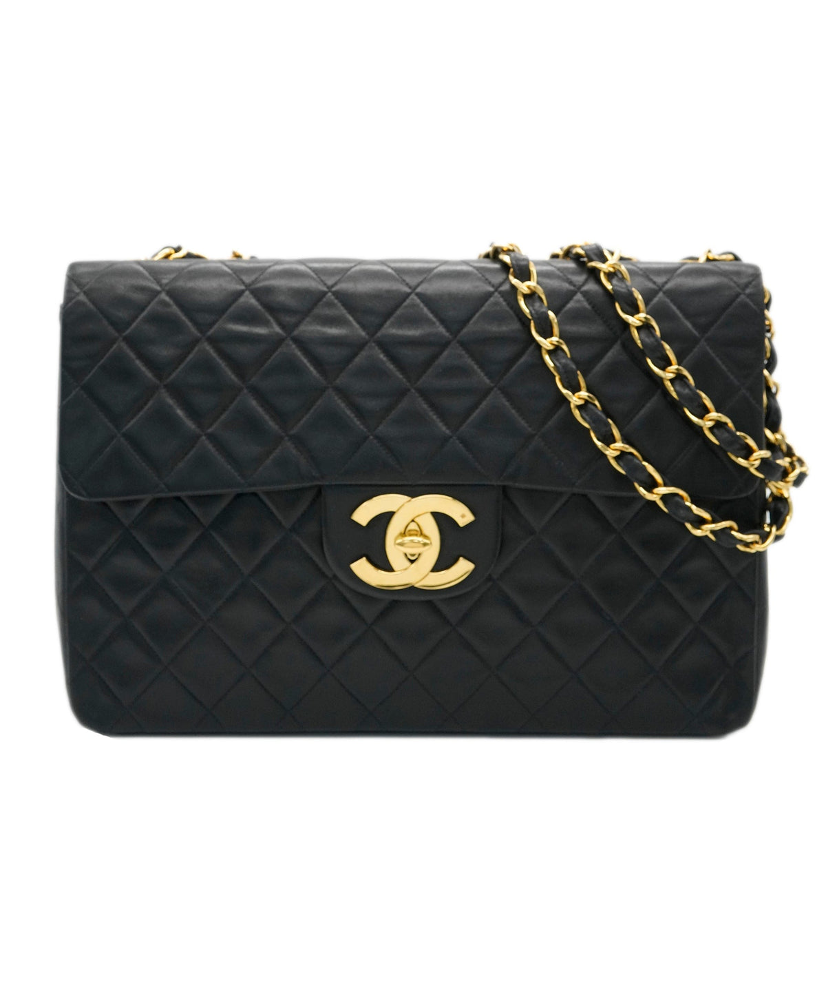 Chanel Vintage Mademoiselle XL CC Flap Black Lambskin GHW #03 DXBA0098
