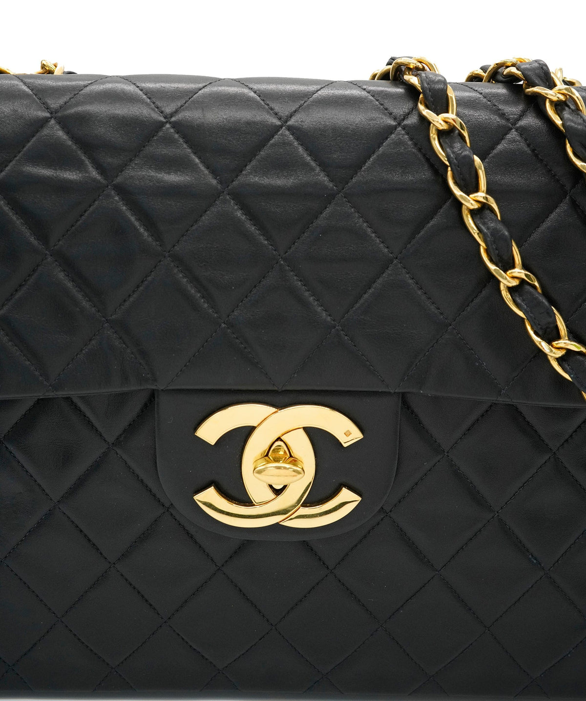 Chanel Vintage Mademoiselle XL CC Flap Black Lambskin GHW #03 DXBA0098