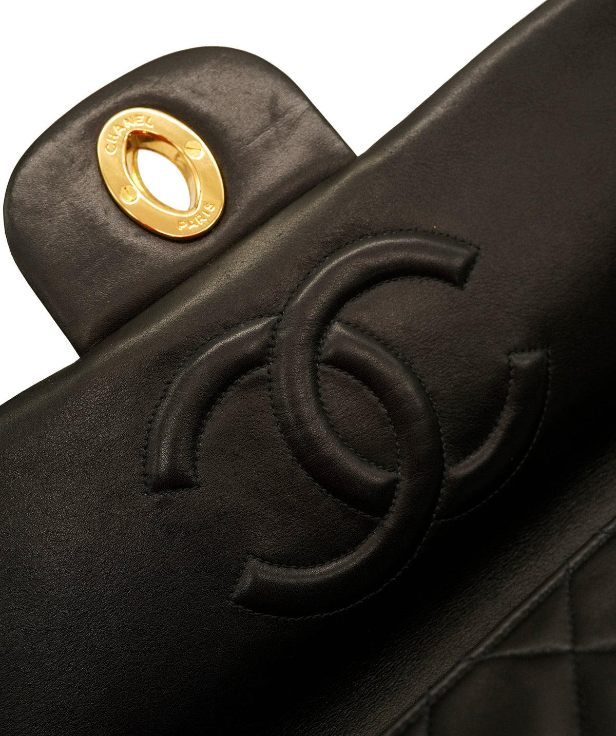 Chanel Vintage Mademoiselle XL CC Flap Black Lambskin GHW #03 DXBA0098