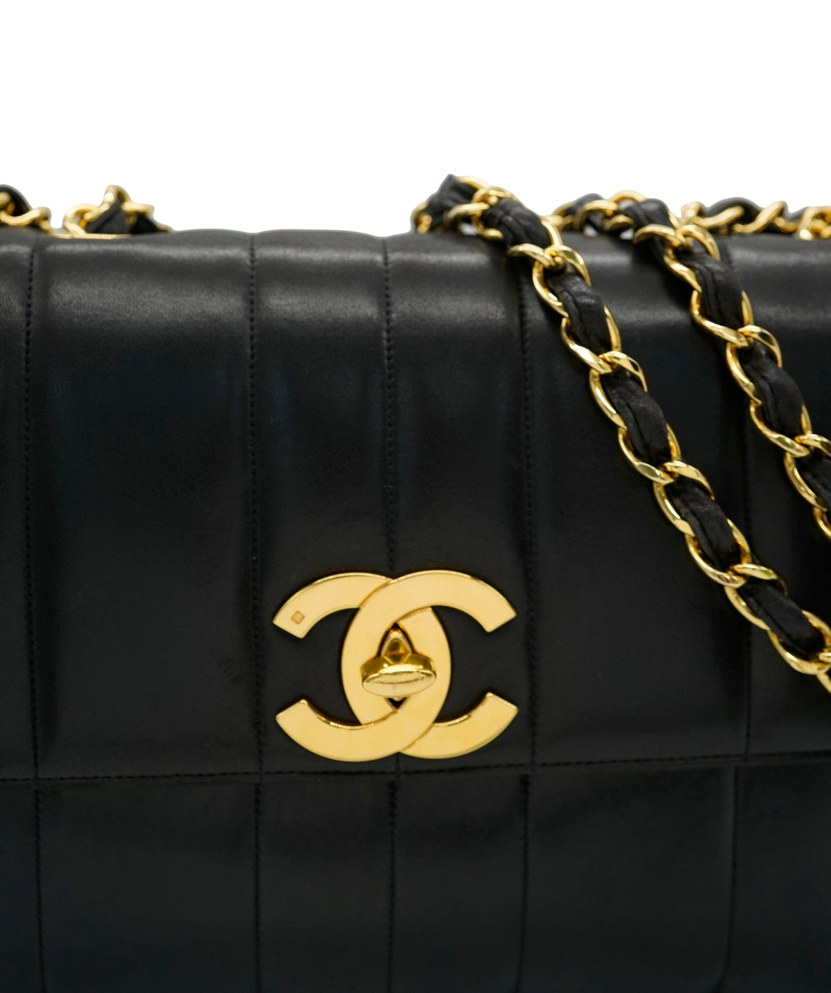 Chanel Vintage Mademoiselle XL CC Flap Black Lambskin GHW #03 DXBA0099