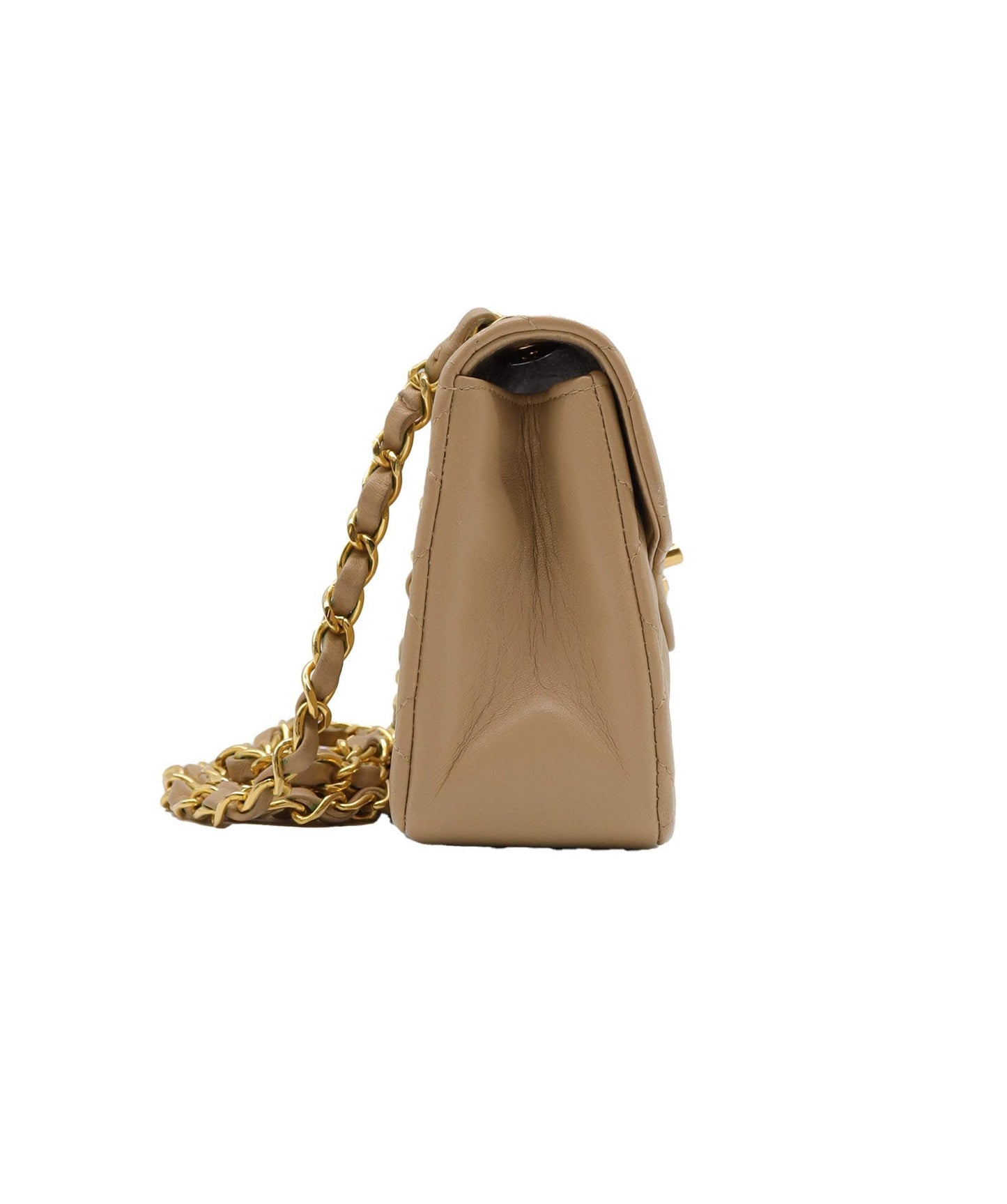 CHANEL VINTAGE MATELASSE CHAIN SHOULDER BAG BEIGE LAMB SKIN 	 DXBS3087