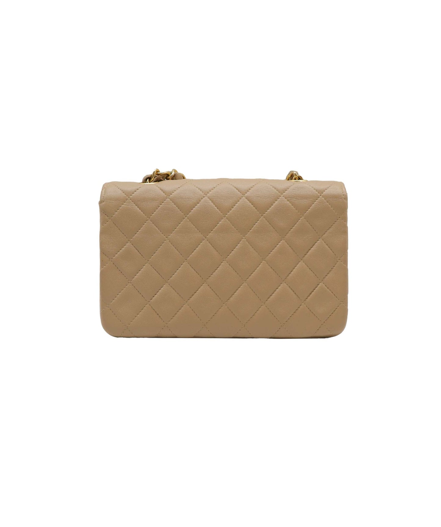 CHANEL VINTAGE MATELASSE CHAIN SHOULDER BAG BEIGE LAMB SKIN 	 DXBS3087