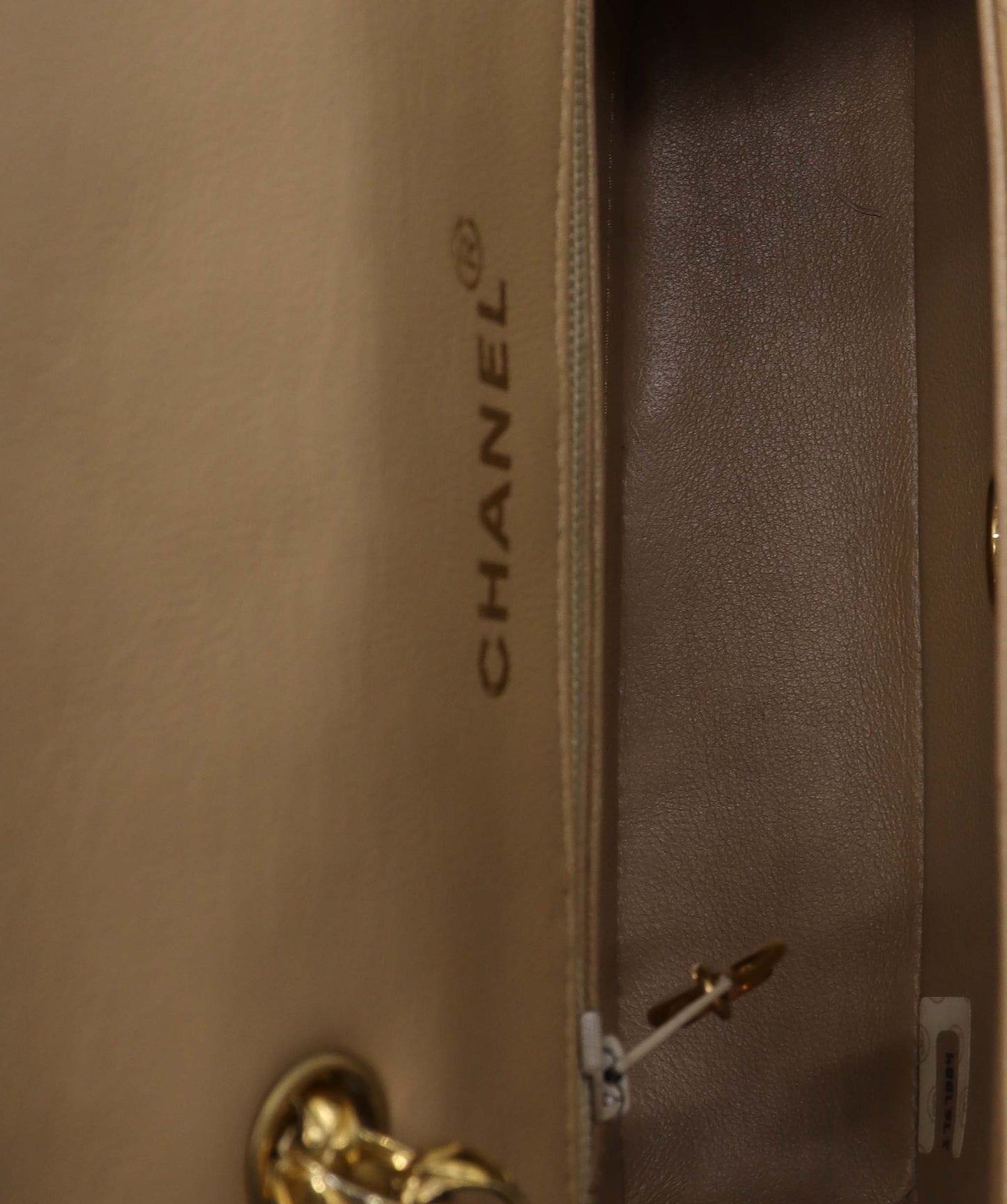CHANEL VINTAGE MINI BIJOU CHAIN SHOULDER BAG BEIGE LAMB SKIN 90199509 DXBS3086
