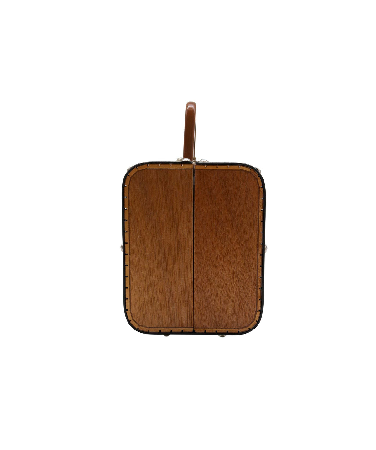 CHANEL VINTAGE WOOD VANITY HAND BAG WOOD LEATHER BROWN 90233410 DXBS2286
