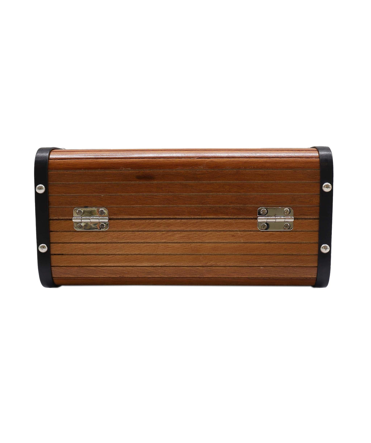 CHANEL VINTAGE WOOD VANITY HAND BAG WOOD LEATHER BROWN 90233410 DXBS2286