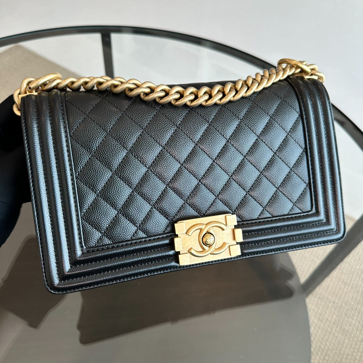 Boy Caviar Old Medium 25CM Quilted Leboy Black GHW No 26
