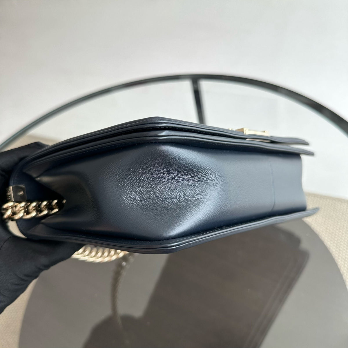 Boy Lambskin New Medium 28CM Dark Blue GHW No 25