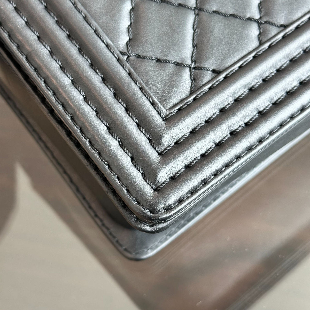 Boy Large Lambskin 30cm Quilted Leboy Black RSHW No 18