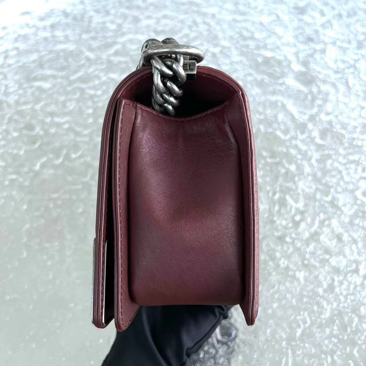 Boy Limited Edition Old Medium Quilted Grained Calfskin With Metal Edegs Burgundy Leboy RSHW No 19