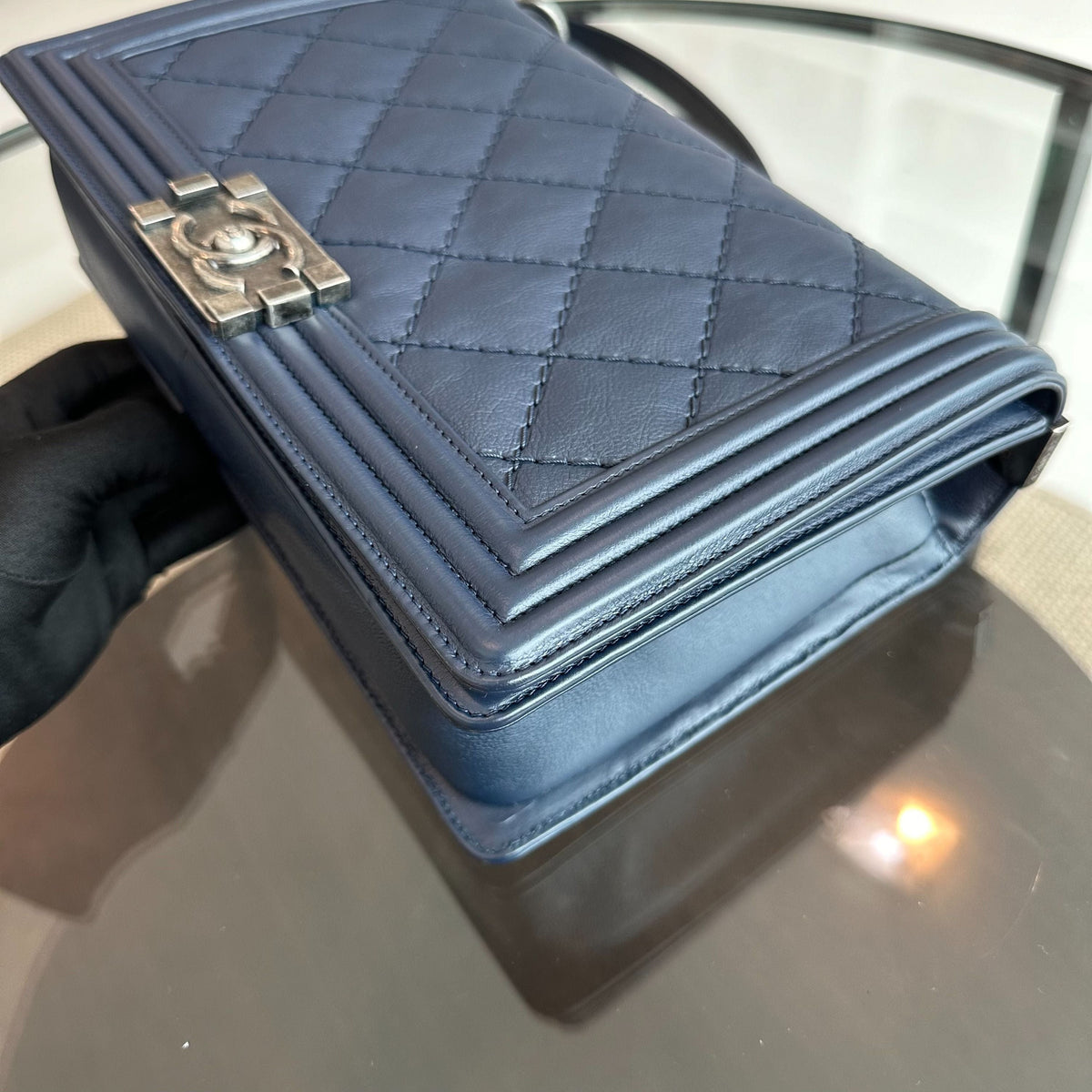 Boy New Medium 28CM Calfskin Leboy Dark Blue No 18