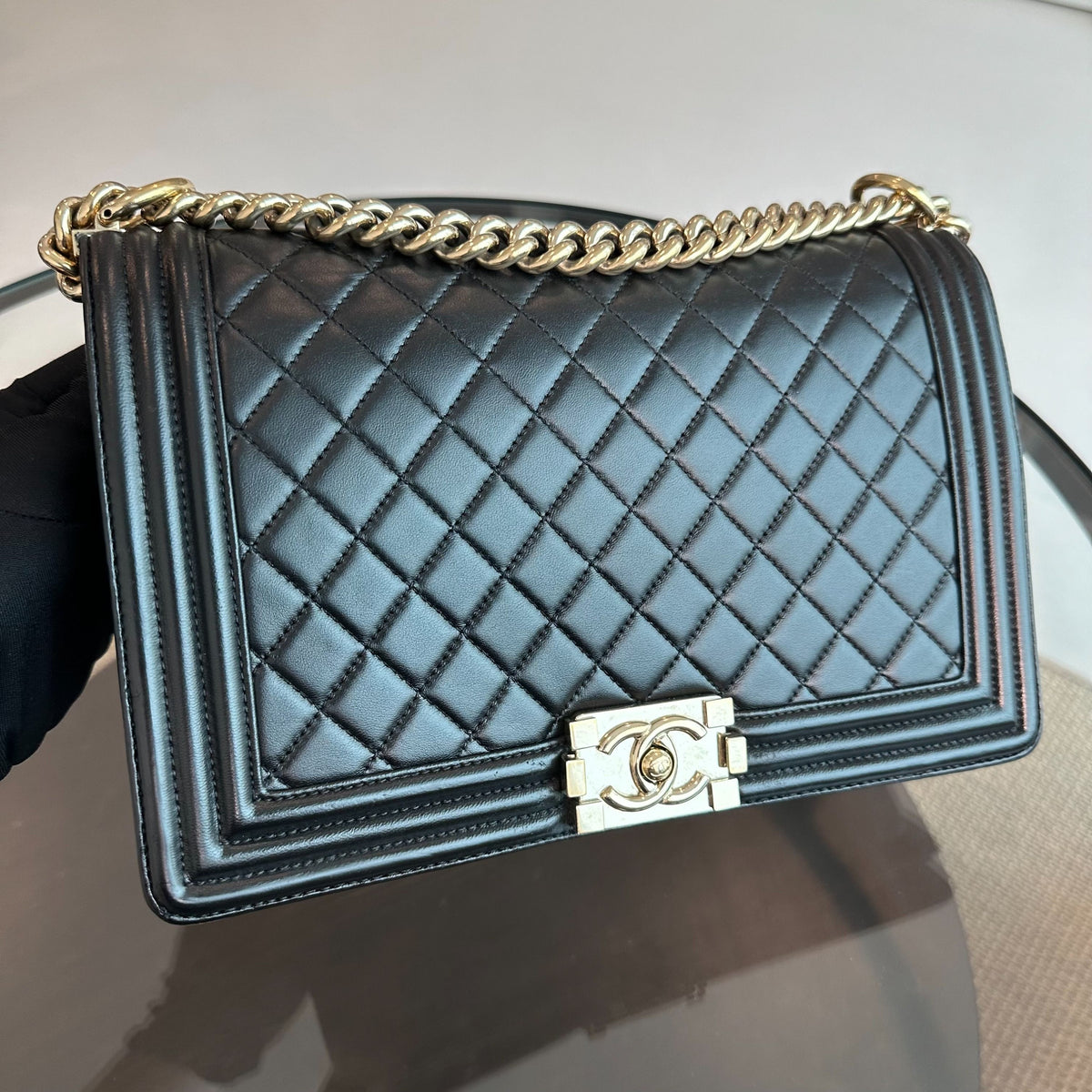 Boy New Medium 28CM Lambskin Black LGHW No 21