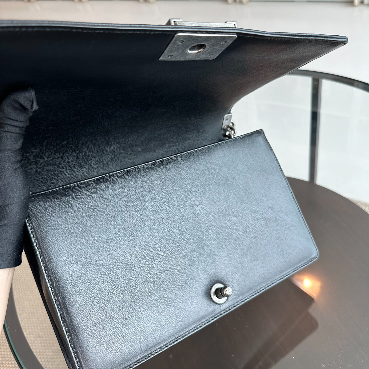 Boy New Medium 28CM Lambskin Black RSHW No 18