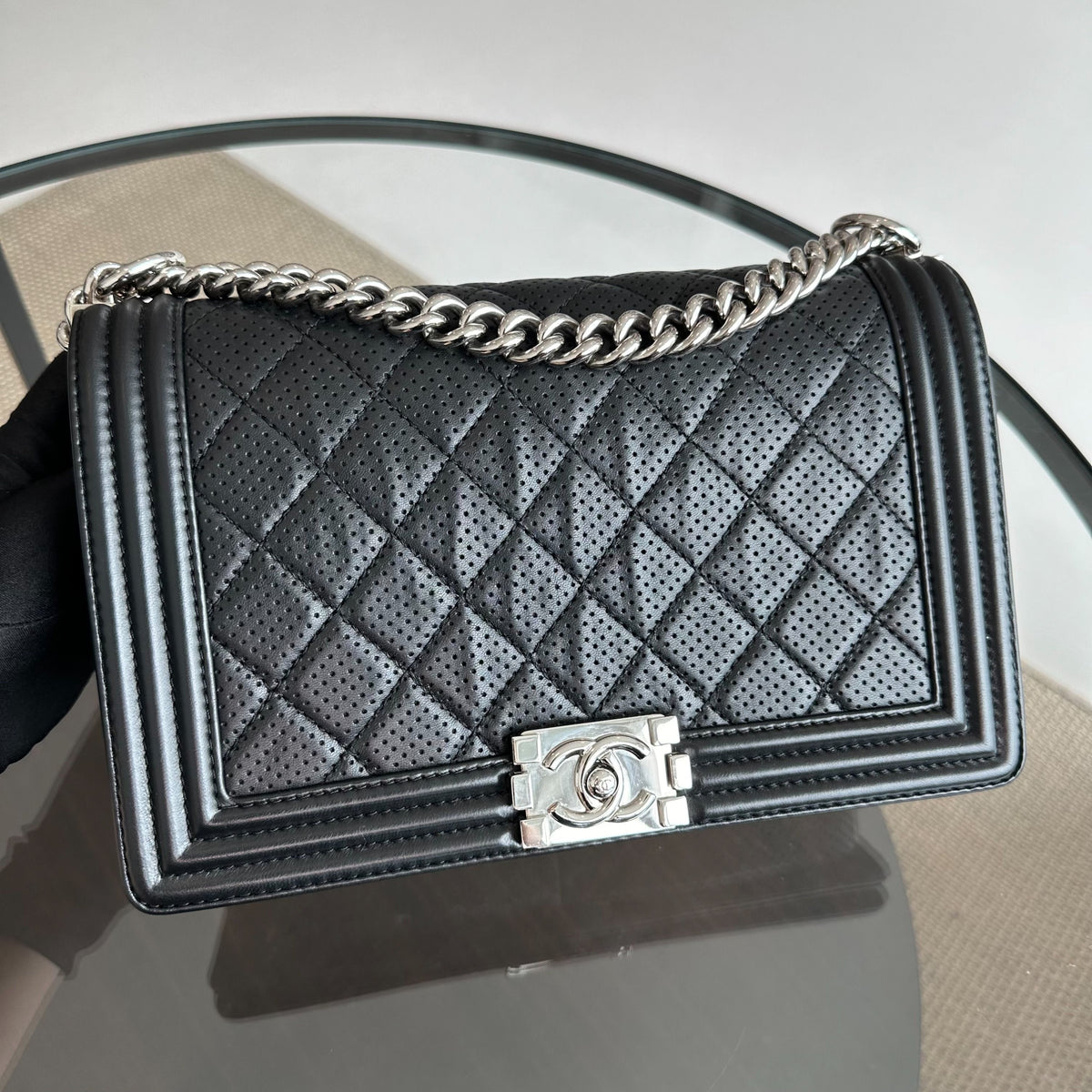 Boy New Medium 28CM Lambskin Leboy Black SHW No 19