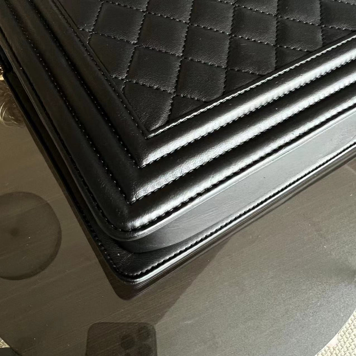 Boy New Medium 28CM Quilted Lambskin Black Leboy Golden Hardware Series 23