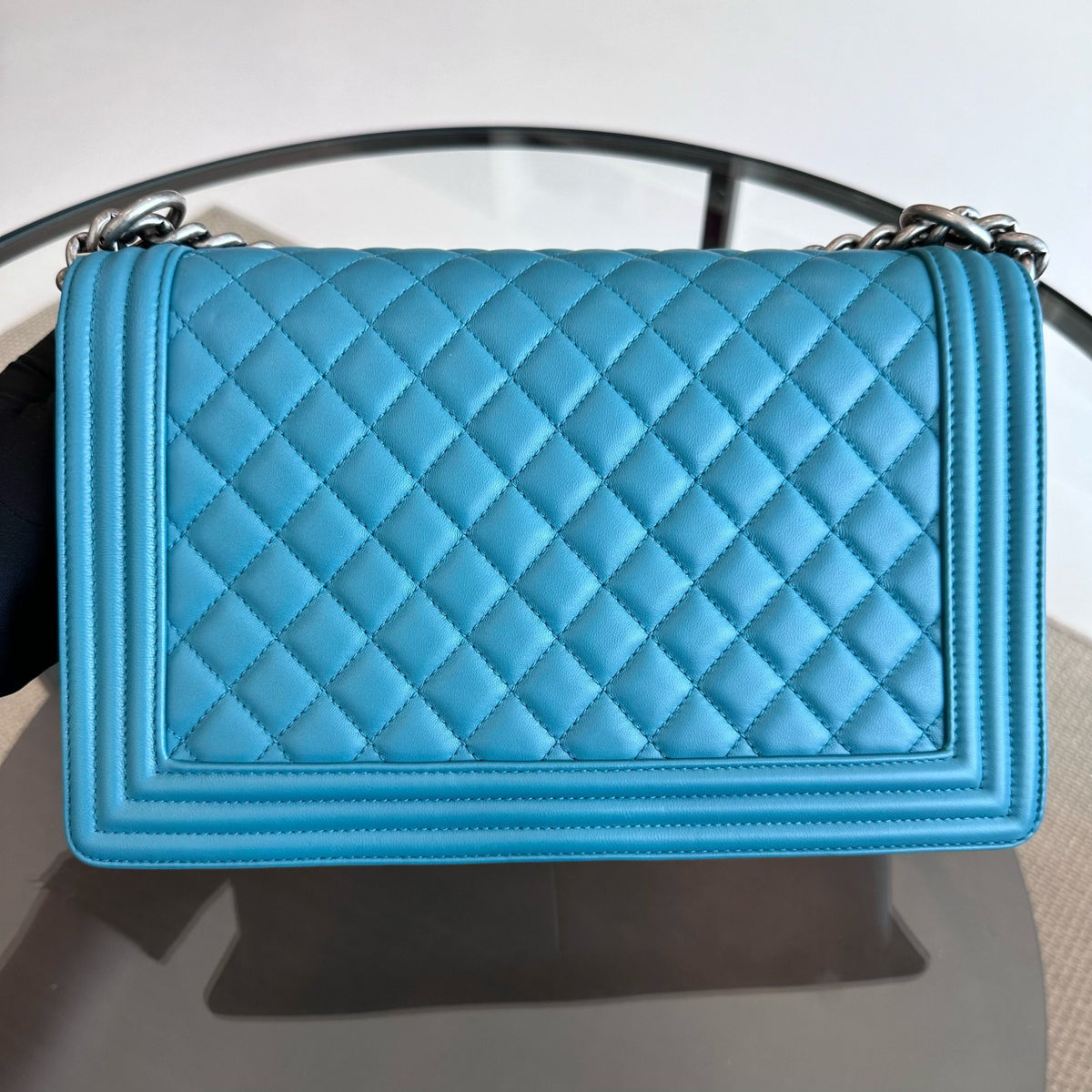 Boy New Medium 28CM Quilted Lambskin LeBoy Blue SHW No 19