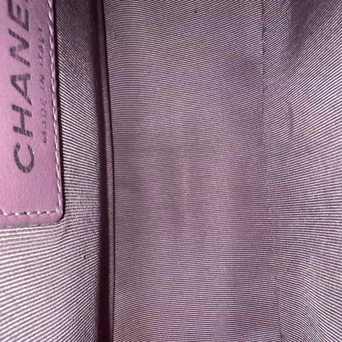Boy Old Medium 25CM Chevron Calfskin Iridescent Pink Light Golden Hardware Series 25