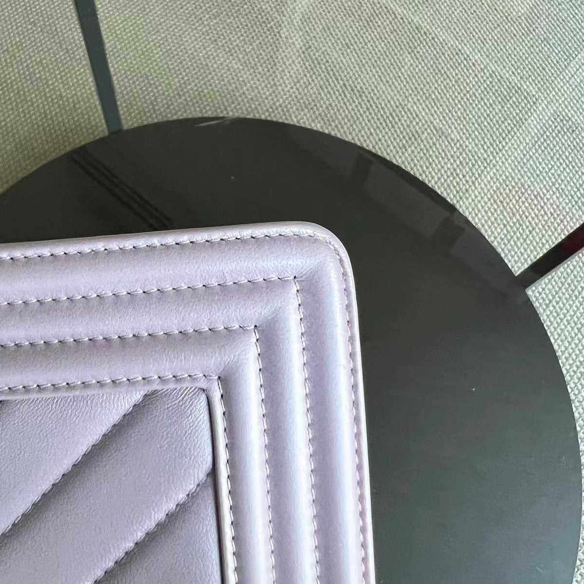 Boy Old Medium 25CM Chevron Calfskin Iridescent Pink Light Golden Hardware Series 25