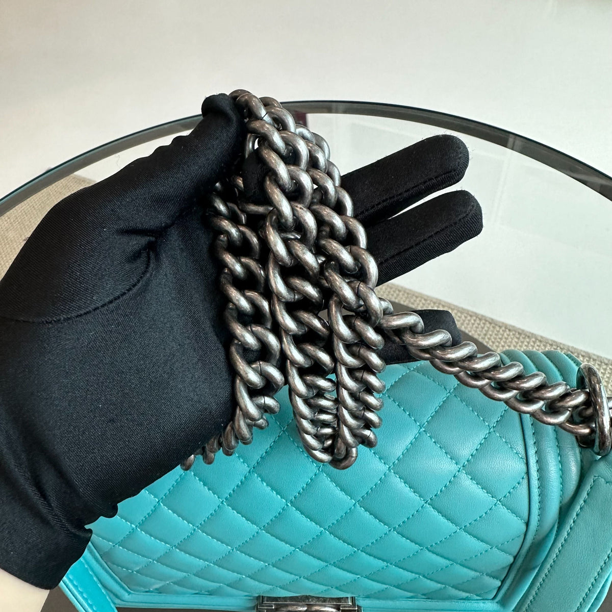 Boy Old Medium 25cm Lambskin Tiffany Baby Blue No 19