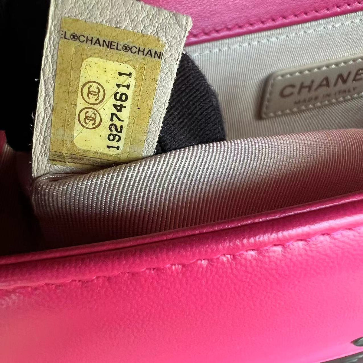 Boy Old Medium 25CM Quilted Lambskin Hot Pink Leboy Silver Hardware Series 19