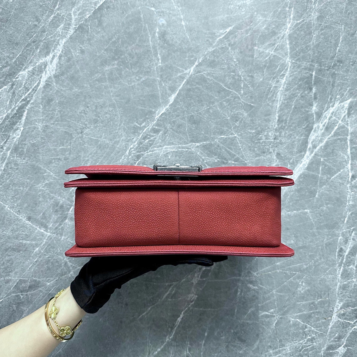 Boy Old Medium Caviar Suede Calfskin Red SHW No 18