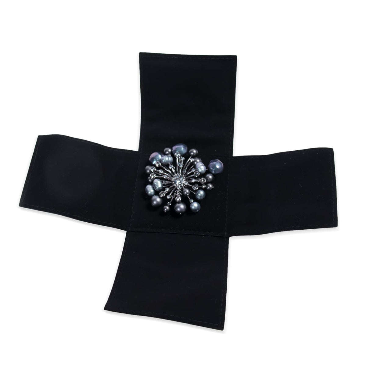 Chanel Gunmetal Crystal Brooch