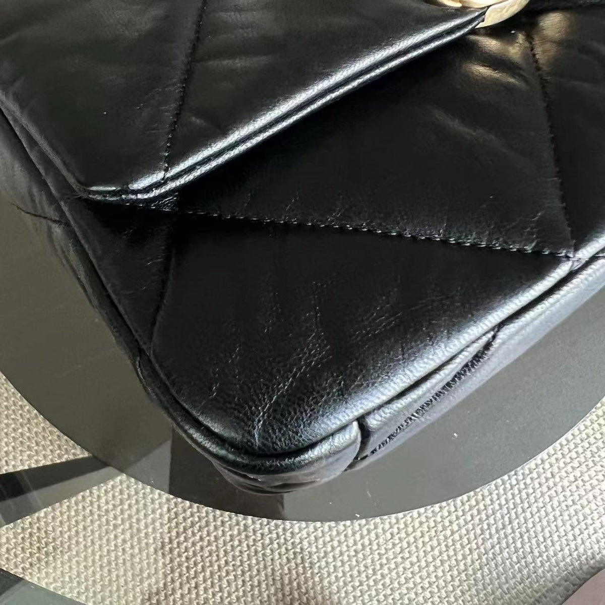 C19 Small 19 Bag Quilted Goatskin Black Two-Tone Hardware Series 30