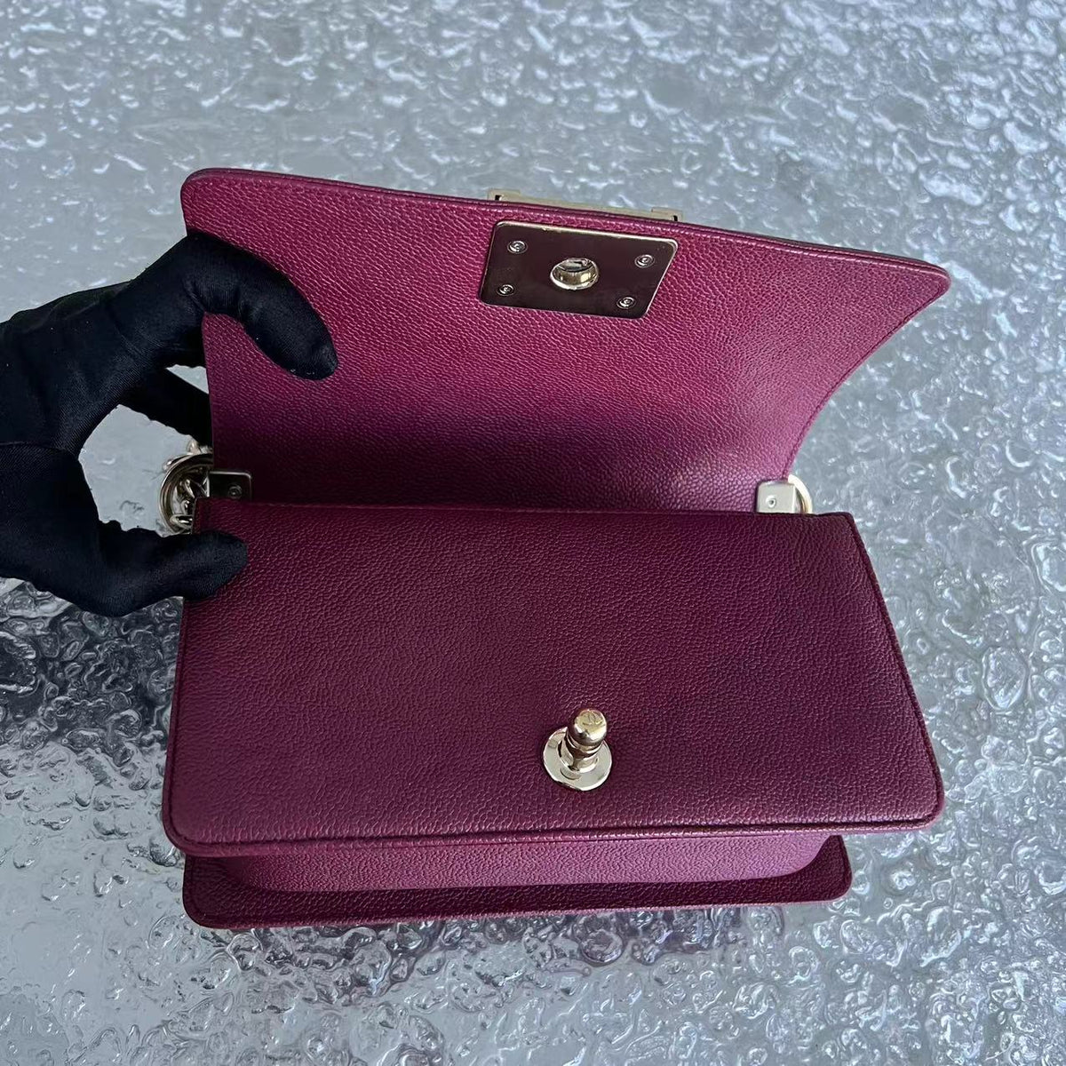 Caivar Boy Small Chevron Calfskin Burgundy Dark Red GHW No 24