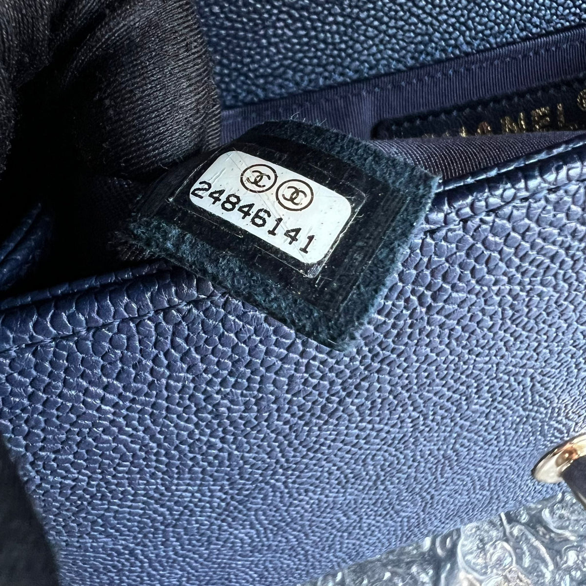 Caviar Boy Small 20CM Chevron Grained Calfskin Dark Blue No 24