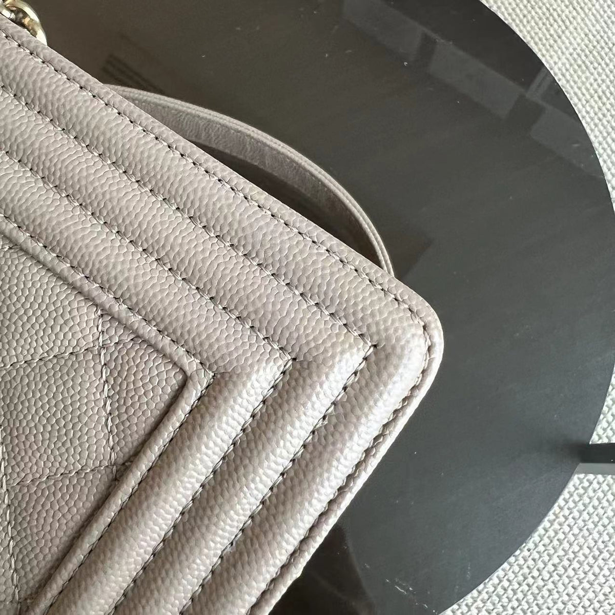 Caviar Boy Small 20CM Quilted Grained Calfskin Light Grey Gray Golden Hardware Series 23