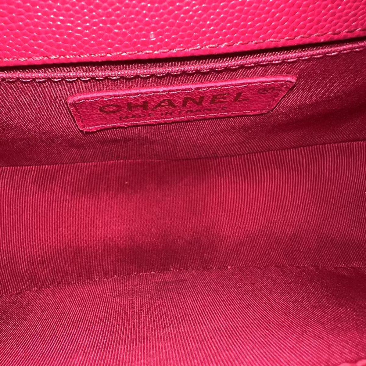 Caviar Boy Small Quilted Grained Calfskin Hot Pink Golden Hardware
