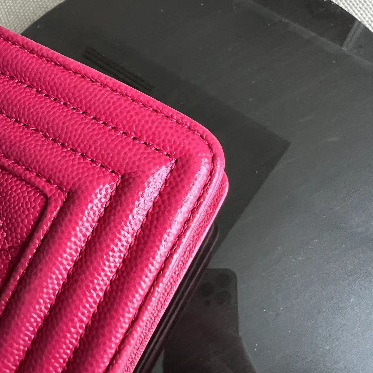 Caviar Boy Small Quilted Grained Calfskin Hot Pink Golden Hardware