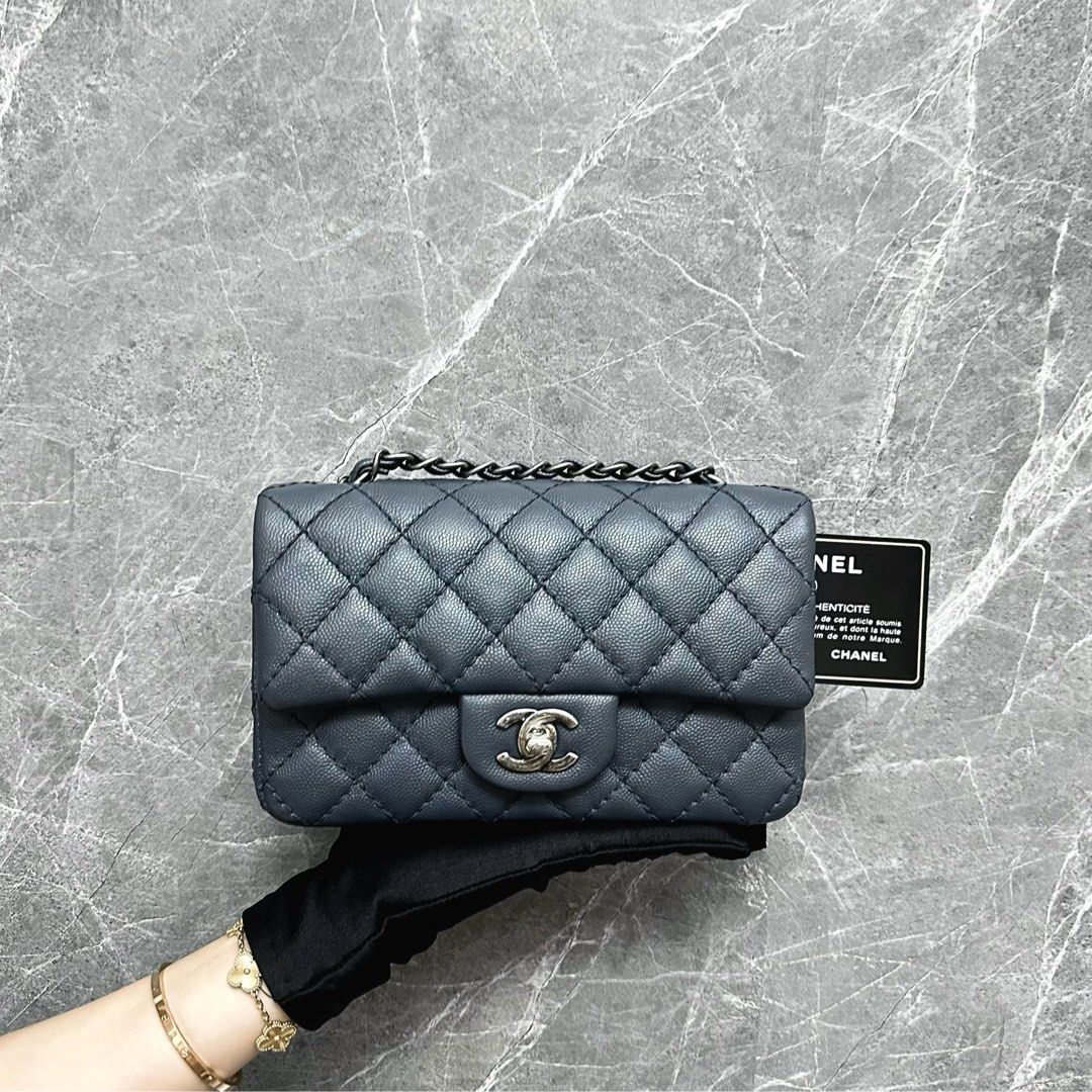 Caviar Classic Flap Mini Rectangular Dark Grey No23
