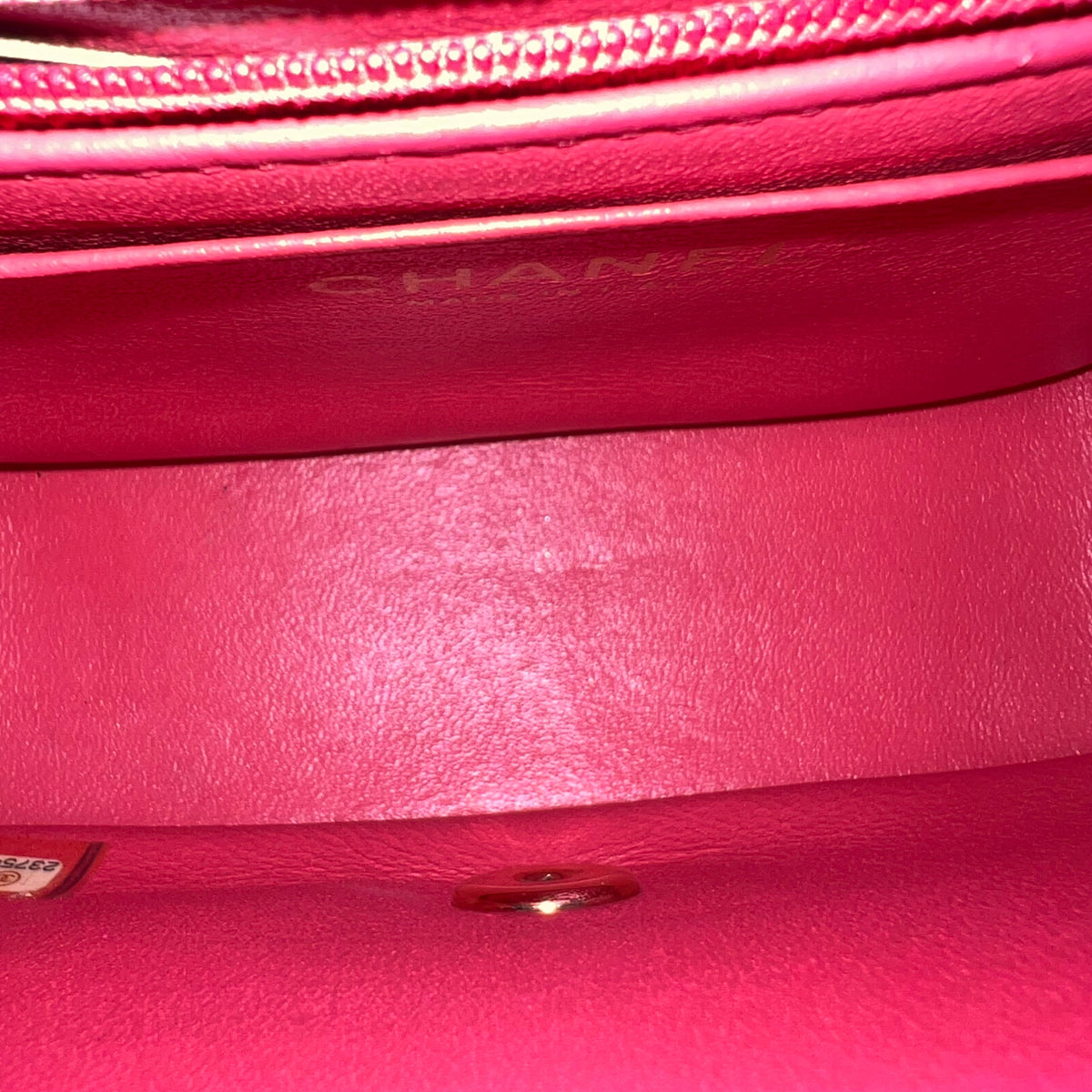 Caviar Classic Flap Mini Square Quilted Grained Calfskin Red Hot Pink Golden Hardware Series 23
