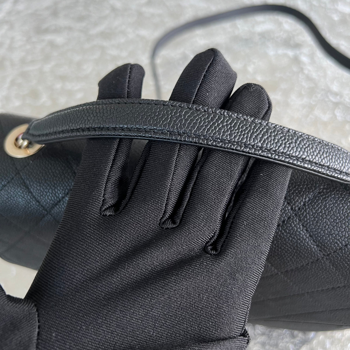Caviar Coco Curve Cuba Thread Around Grained Calfskin Black Golden Hardware Series 23